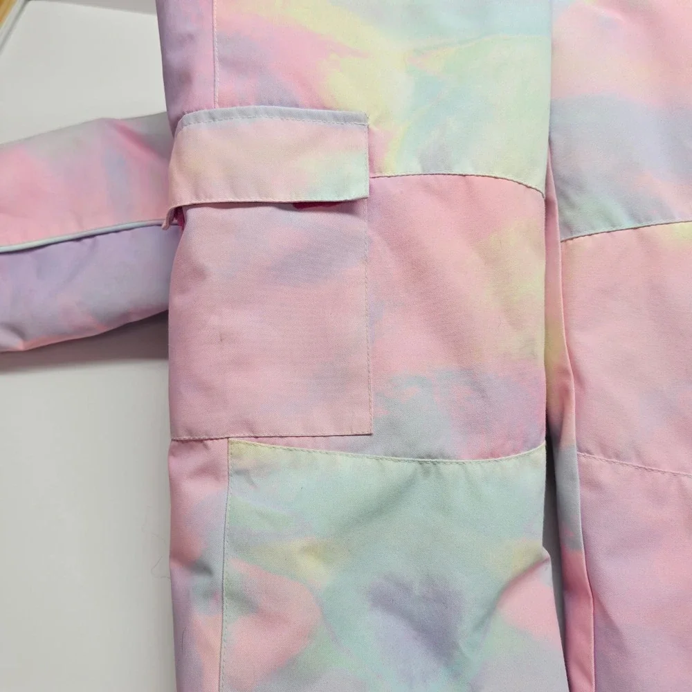 Blue Magic BLMG Snow Suit Kids 125 (7) Pastel Tie Dye Faux Fur Hood Ski OnePiece
